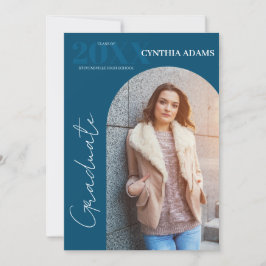 Eenvoudig Modern Arch Foto Blauw Afstuderen Aankondiging