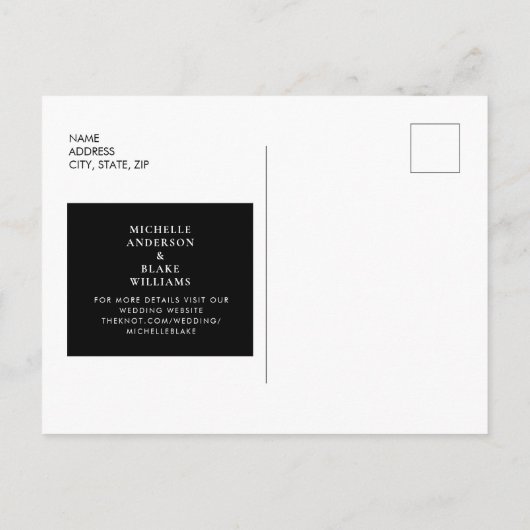 Eenvoudig modern B/W-monogram opslaan op datum Briefkaart (Achterkant)