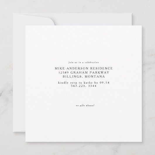 Eenvoudig Modern B/W vierkant 75e verjaardagsfeest Kaart (Achterkant)