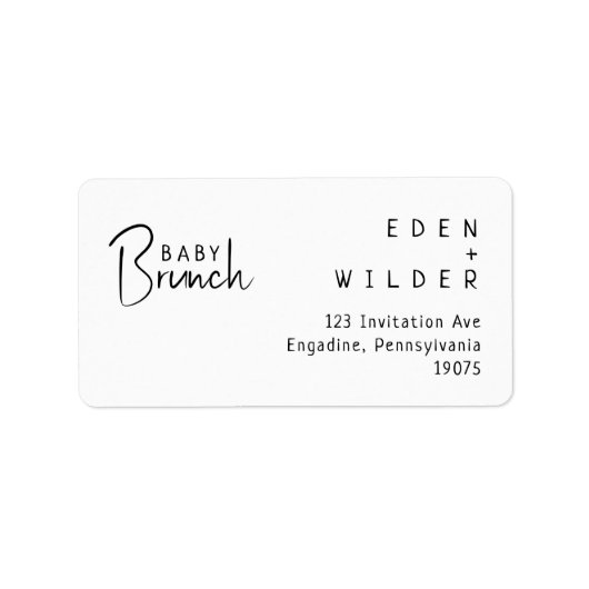 Eenvoudig modern Baby Brunch RSVP-retouradres Etiket (Voorkant)