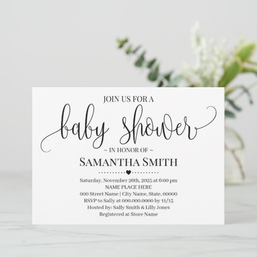 Eenvoudig Modern Baby shower minimalistische moede Kaart (Staand voorkant)