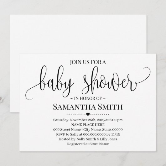 Eenvoudig Modern Baby shower minimalistische moede Kaart (Voorkant / Achterkant)