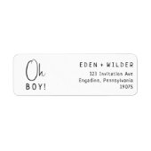 Eenvoudig Modern Baby shower Oh Boy Retouradres Etiket (Voorkant)