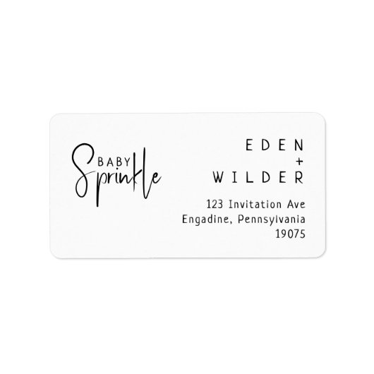 Eenvoudig modern Baby Sprinkle RSVP-retouradres Etiket (Voorkant)