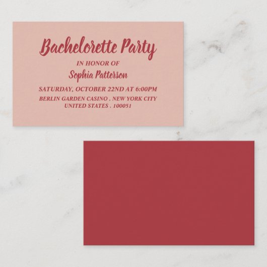 Eenvoudig & modern, Bachelorette Party Ticket nodi (Voorkant / Achterkant)