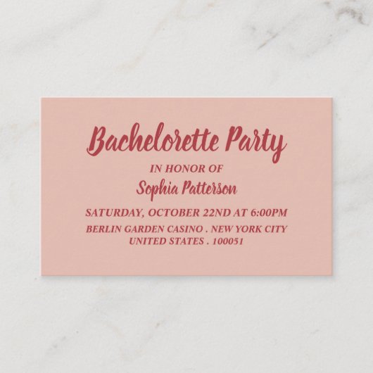Eenvoudig & modern, Bachelorette Party Ticket nodi (Voorkant)