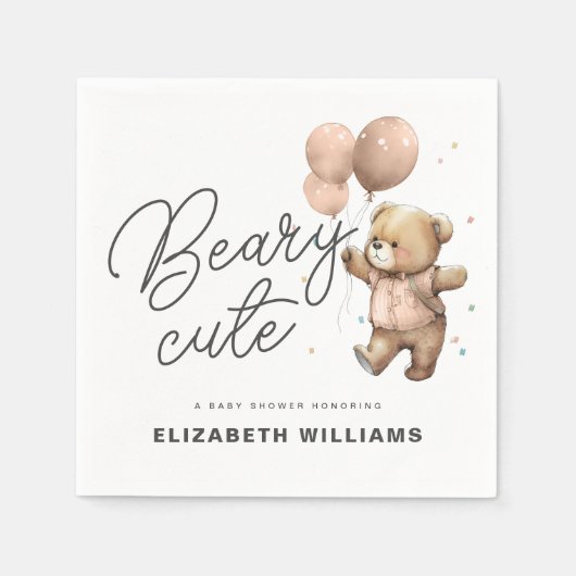 Eenvoudig Modern Beary Schattige Baby shower Party Servet (Voorkant)