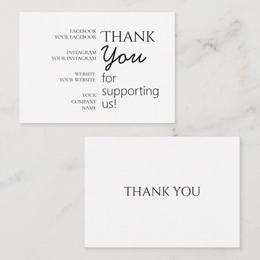 Eenvoudig, modern, bedankt, vlakke Kaart Notitiekaartje (Voorkant / Achterkant)