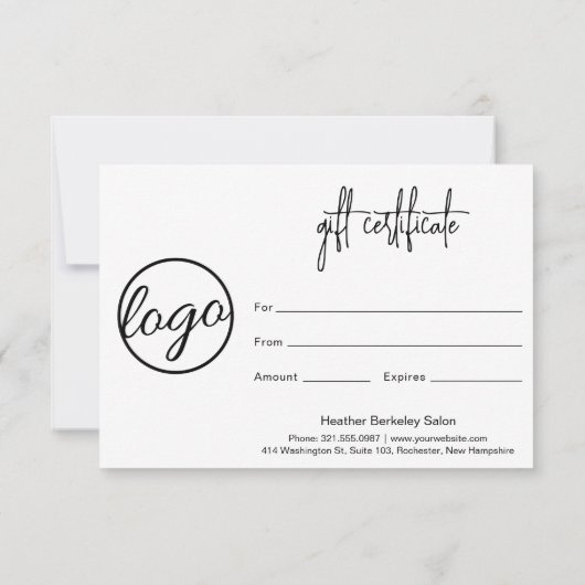 Eenvoudig, modern bedrijfscadeaubon voor Logo (Achterkant)