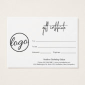 Eenvoudig, modern bedrijfscadeaubon voor Logo Visitekaartje (Achterkant)