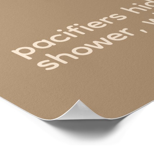 Eenvoudig modern Beer Baby shower Pacifier Hunt Ga Poster (Hoek)