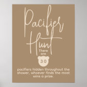 Eenvoudig modern Beer Baby shower Pacifier Hunt Ga Poster (Voorkant)