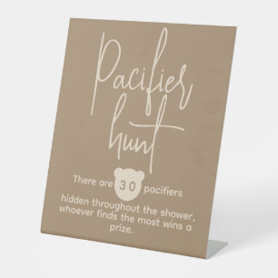 Eenvoudig modern Beer Baby shower Pacifier Hunt Ga Reclamebord Met Voetstuk