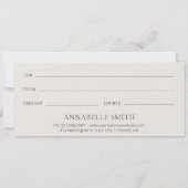 Eenvoudig modern beige legant cadeaubon (Achterkant)