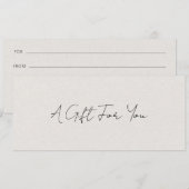 Eenvoudig modern beige legant cadeaubon (Voorkant / Achterkant)