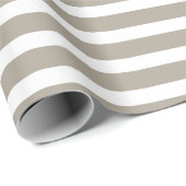 Eenvoudig modern beige White Striped minimalist Cadeaupapier (Rol Hoek)