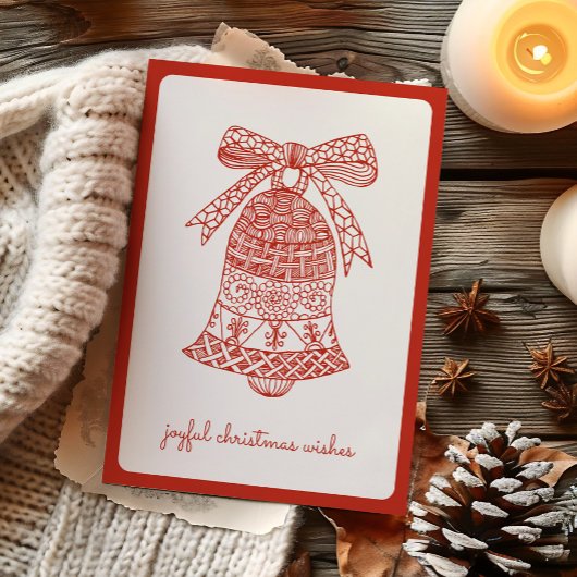 Eenvoudig Modern  Bell Vrolijk Kerstrood Feestdagen Kaart