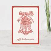 Eenvoudig Modern  Bell Vrolijk Kerstrood Feestdagen Kaart (Voorkant)
