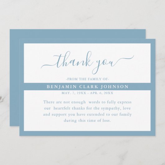 Eenvoudig modern Bereavement Sympathie Funeral Bedankkaart (Voorkant / Achterkant)