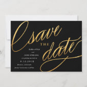Eenvoudig Modern bespaart de data | Zwart en goud Save The Date (Voorkant)