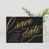 Eenvoudig Modern bespaart de data | Zwart en goud Save The Date (Staand voorkant)