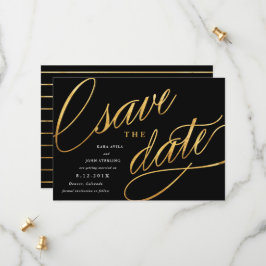 Eenvoudig Modern bespaart de data | Zwart en goud Save The Date