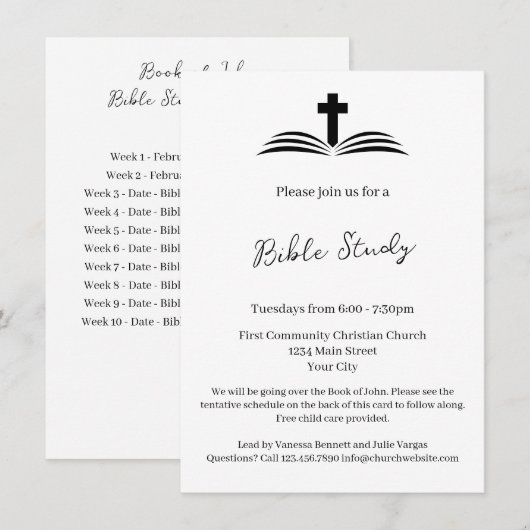 Eenvoudig Modern Bijbelstudie Kerkevenement Kaart (Voorkant / Achterkant)