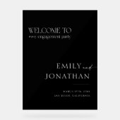 Eenvoudig Modern Black Engagement Party Welkom Acryl Bord (Voorkant)