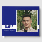 Eenvoudig Modern Blauw 2 Foto Viering van het Leve Gastenboek (Voorkant)