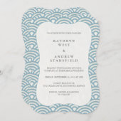 Eenvoudig modern blauw en wit golfpatroon kaart (Voorkant / Achterkant)