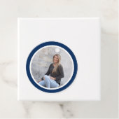 Eenvoudig modern blauw foto Afstuderen Bedankjes Labels (In situ)