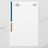 Eenvoudig modern blauw goud monogram briefpapier (Voorkant)
