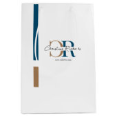 Eenvoudig modern blauw goud monogram medium cadeauzakje (Voorkant)
