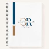 Eenvoudig modern blauw goud monogram notitieboek (Voorkant)