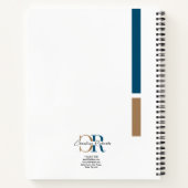 Eenvoudig modern blauw goud monogram notitieboek (Achterkant)