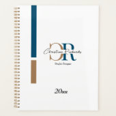 Eenvoudig modern blauw goud monogram planner (Voorkant)