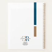Eenvoudig modern blauw goud monogram planner (Achterkant)