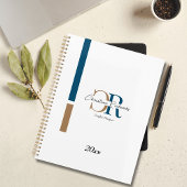 Eenvoudig modern blauw goud monogram planner