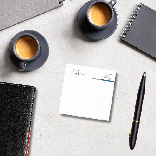 Eenvoudig modern blauw goud monogram post-it® notes