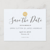 Eenvoudig Modern Blauw Goud Save the Date Briefkaa Aankondigingskaart (Voorkant)