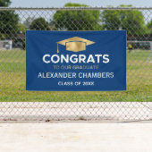 Eenvoudig modern blauw goudAfstuderen Spandoek (Insitu)