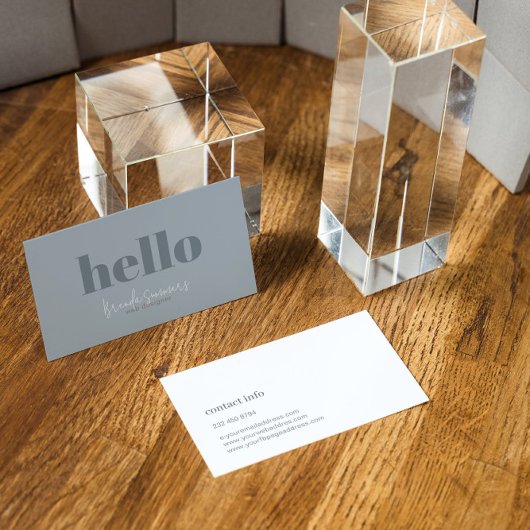 Eenvoudig Modern Blauw Grijs en Wit Omkeerbaar Visitekaartje