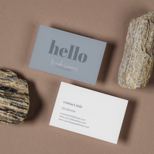 Eenvoudig Modern Blauw Grijs en Wit Omkeerbaar Visitekaartje