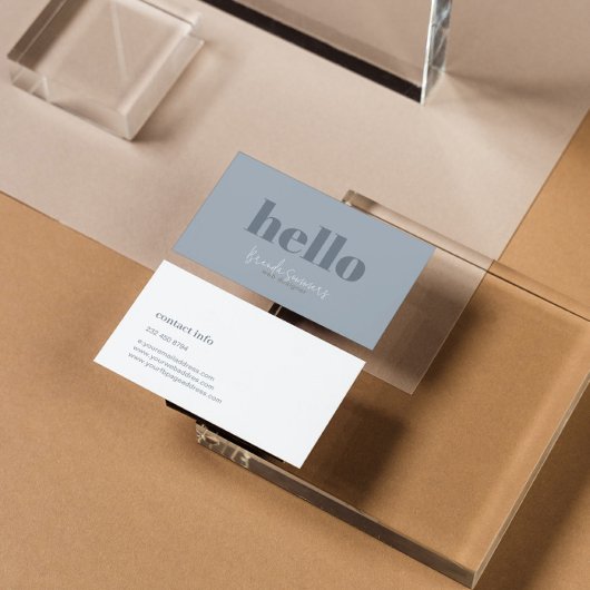 Eenvoudig Modern Blauw Grijs en Wit Omkeerbaar Visitekaartje