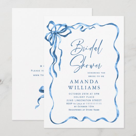 Eenvoudig modern blauw handgetekende boog Vrijgeze Kaart (Voorkant / Achterkant)