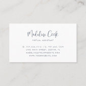 Eenvoudig modern blauw kalligrafiescript voor de m visitekaartje (Achterkant)