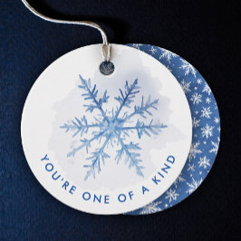 Eenvoudig Modern Blauw Kerst Sneeuwvlok Waterverf Bedankjes Labels