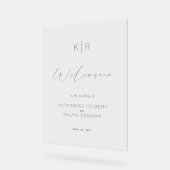 Eenvoudig modern blauw marineverbinding welkom acryl bord (Hoek)