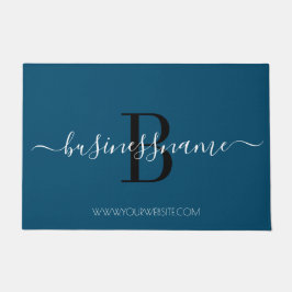 Eenvoudig modern blauw Monogram - Aangepast zakeli Deurmat