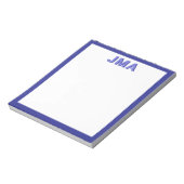 Eenvoudig modern blauw monogram notitieblok (Linkerzijde)